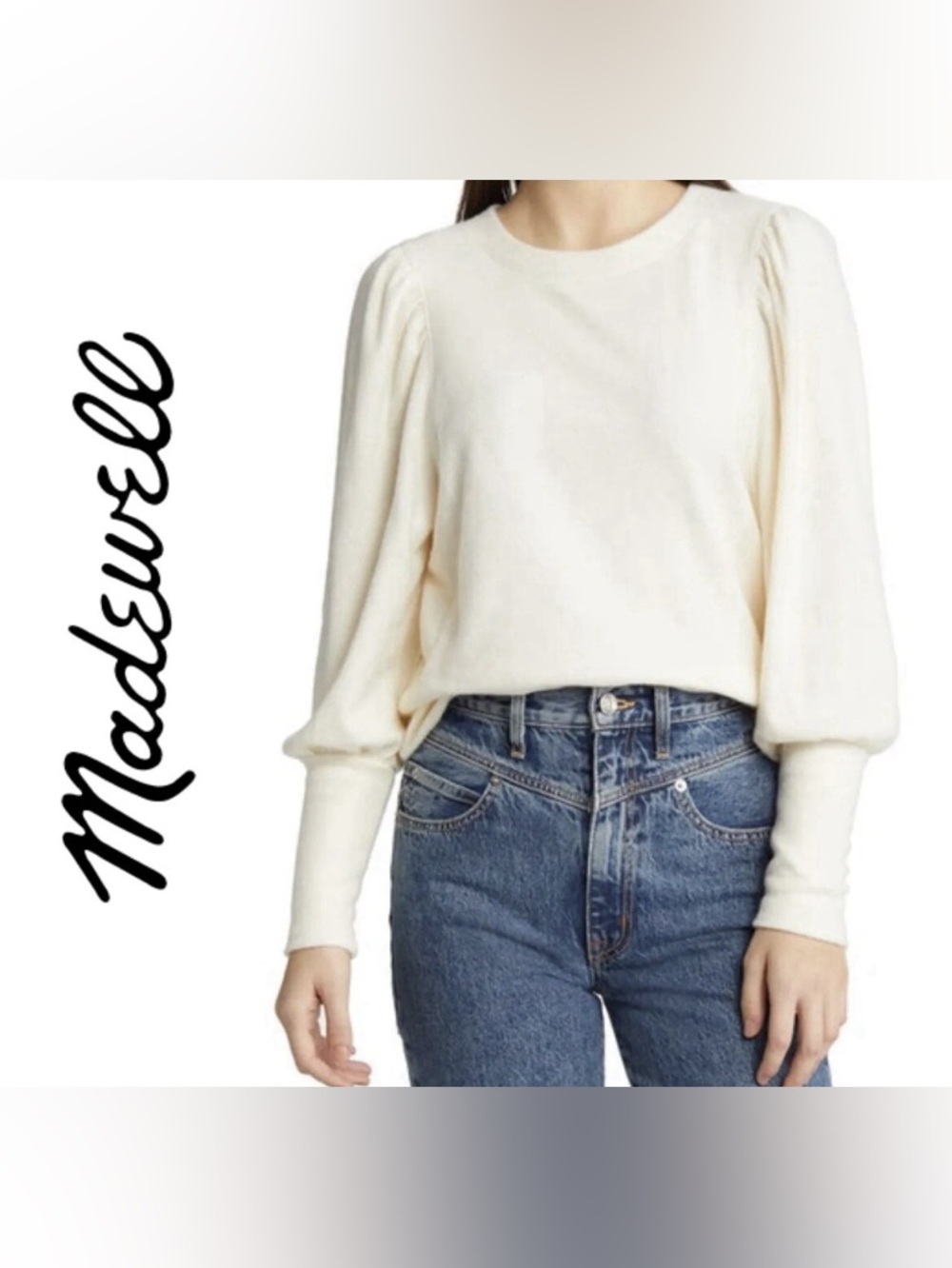 Madewell brushed ivory puff sleeve top
